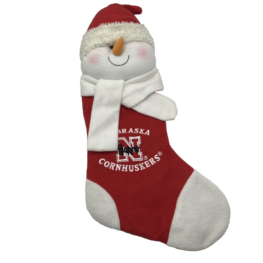 Nebraska Huskers Christmas Stocking Santa Plush With Embroidered Logo 20" NWOT